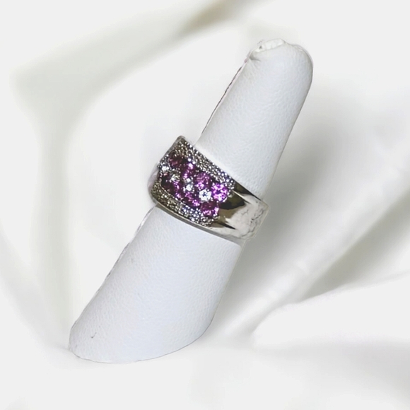 Pink amethyst and white topaz ring - Picture 2 of 4